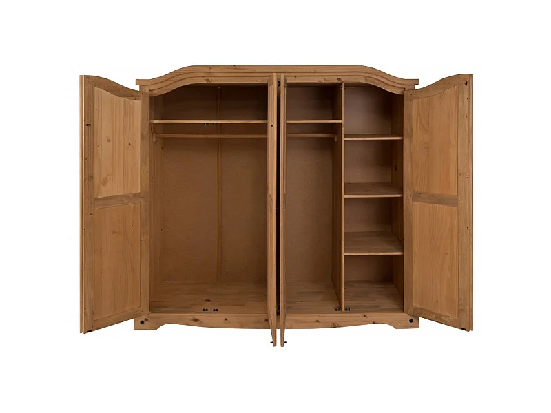 Mercers Furniture Corona 4 Door Arch Top Wardrobe Large Robe Solid Wood Pine Wooden Bedroom Rustic Mexican styling
