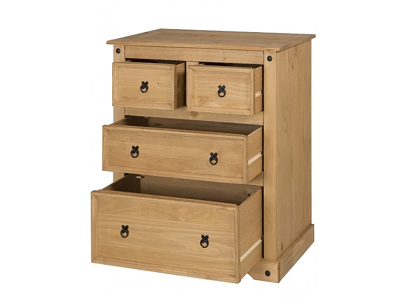 Mercers Furniture Corona Large 2+2 Chest of 4 Drawers Solid Wood Pine Wooden Bedroom with Mexican Styling