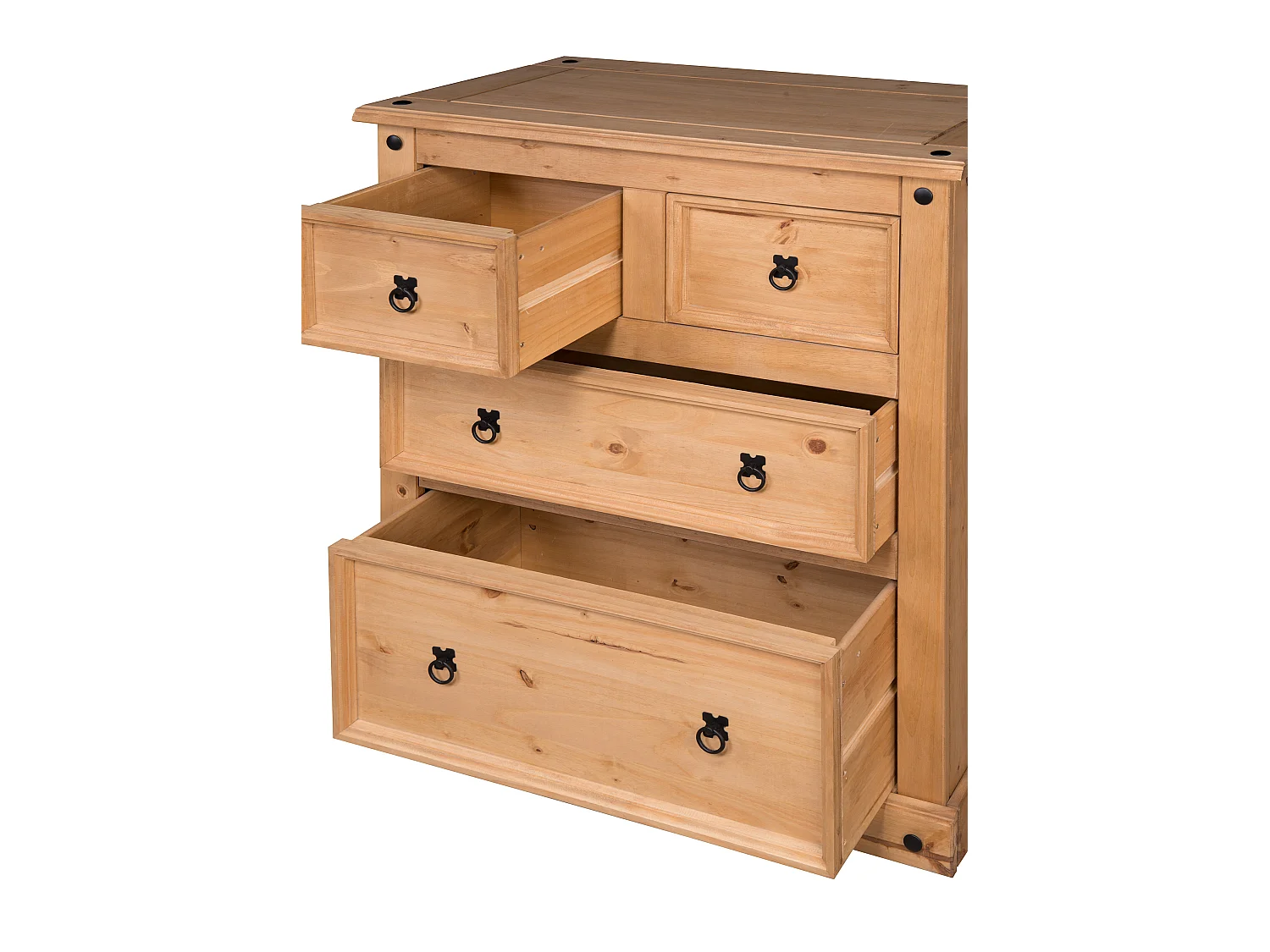 Mercers Furniture Corona Large 2+2 Chest of 4 Drawers Solid Wood Pine Wooden Bedroom with Mexican Styling