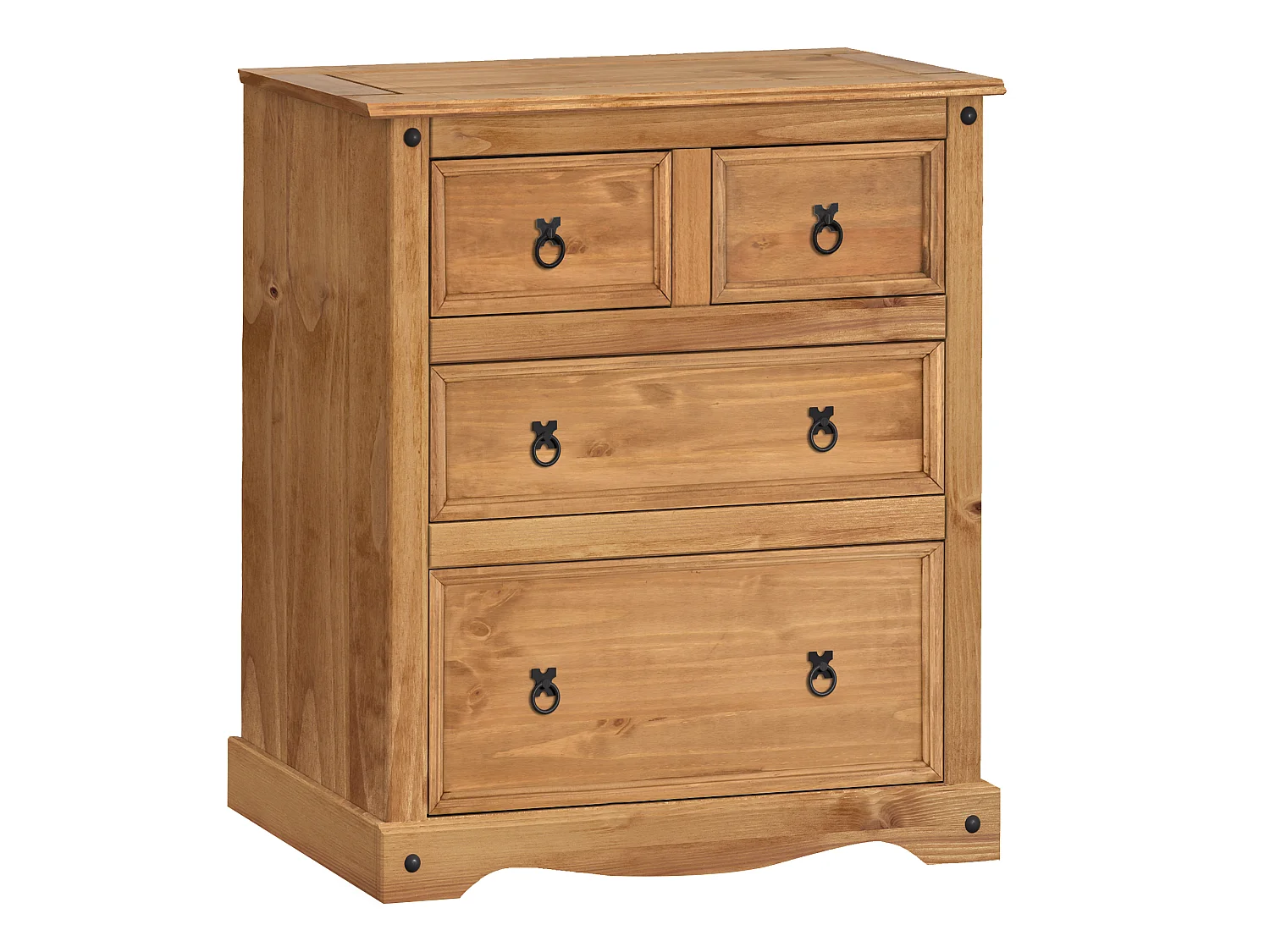 Mercers Furniture Corona Large 2+2 Chest of 4 Drawers Solid Wood Pine Wooden Bedroom with Mexican Styling