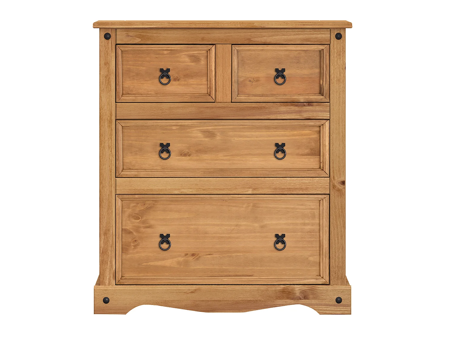 Mercers Furniture Corona Large 2+2 Chest of 4 Drawers Solid Wood Pine Wooden Bedroom with Mexican Styling