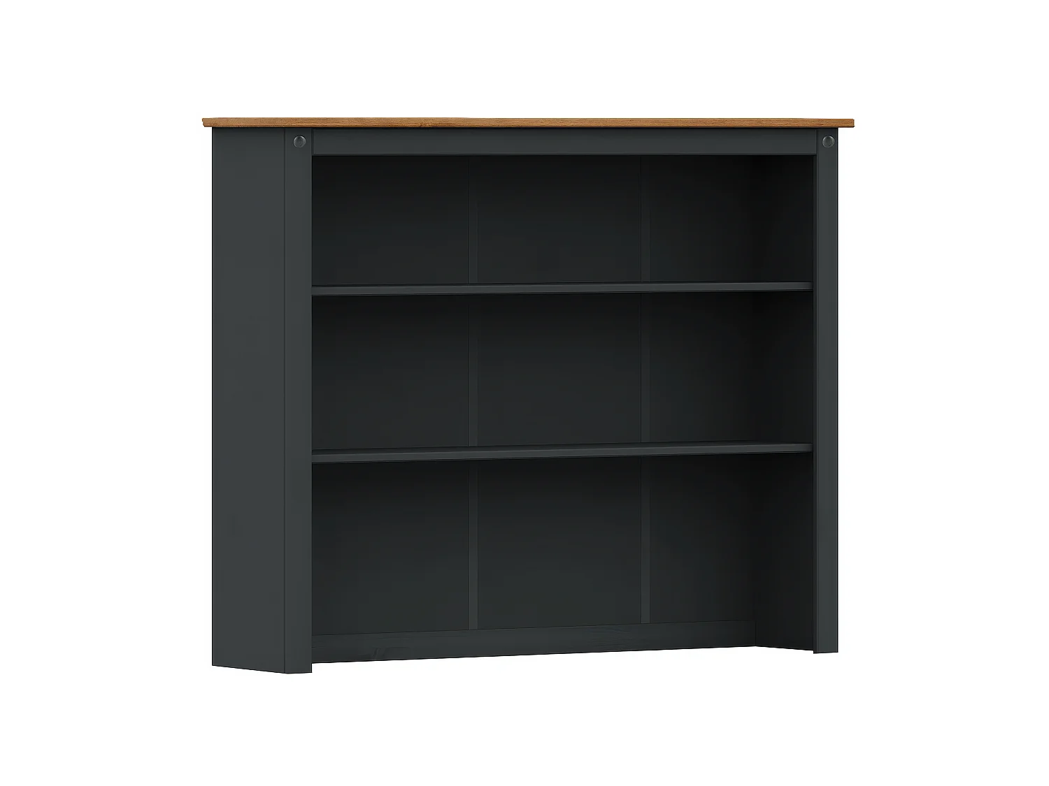 Mercers Furniture Corona Charcoal 3 Door Dresser Top Shelving Open Display Sideboard Topper Solid Wood Mexican Pine Wooden Dark Grey