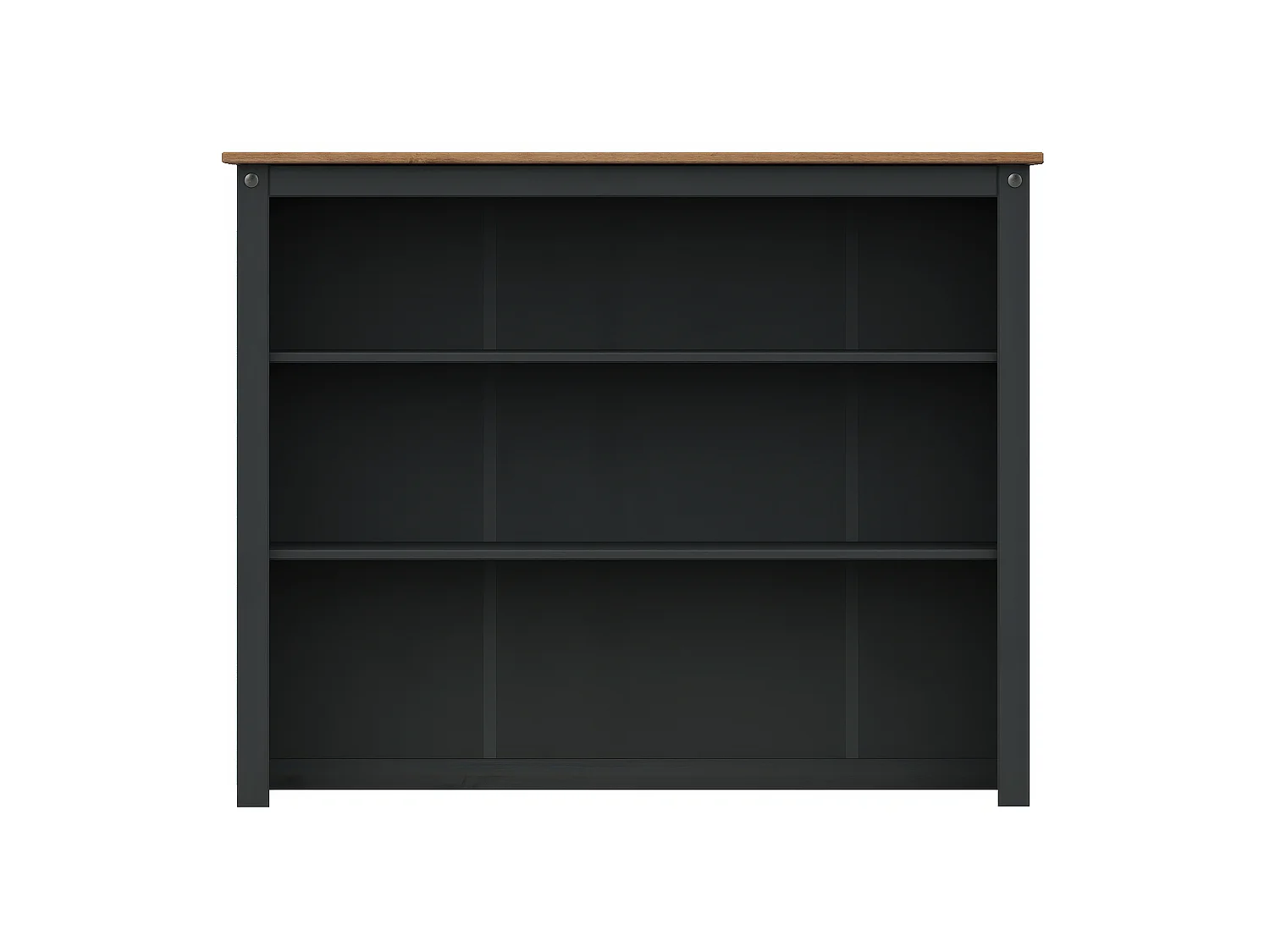 Mercers Furniture Corona Charcoal 3 Door Dresser Top Shelving Open Display Sideboard Topper Solid Wood Mexican Pine Wooden Dark Grey