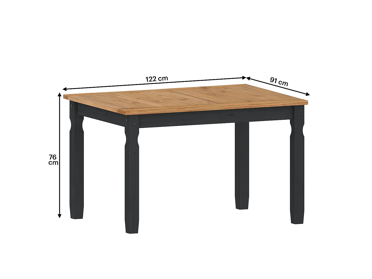 Mercers Furniture Corona Charcoal 4'0 Dining Table Solid Wood Mexican Pine Wooden Kitchen Dark Grey