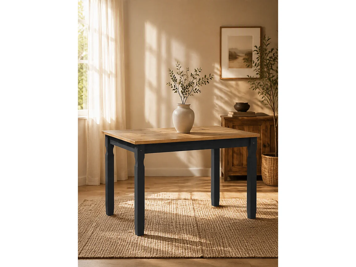 Mercers Furniture Corona Charcoal 4'0 Dining Table Solid Wood Mexican Pine Wooden Kitchen Dark Grey
