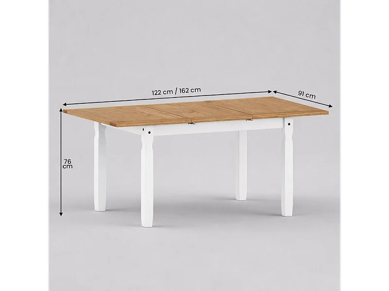 Mercers Furniture Corona White Small Extending Dining Table Solid Wood Mexican Pine Wooden Kitchen