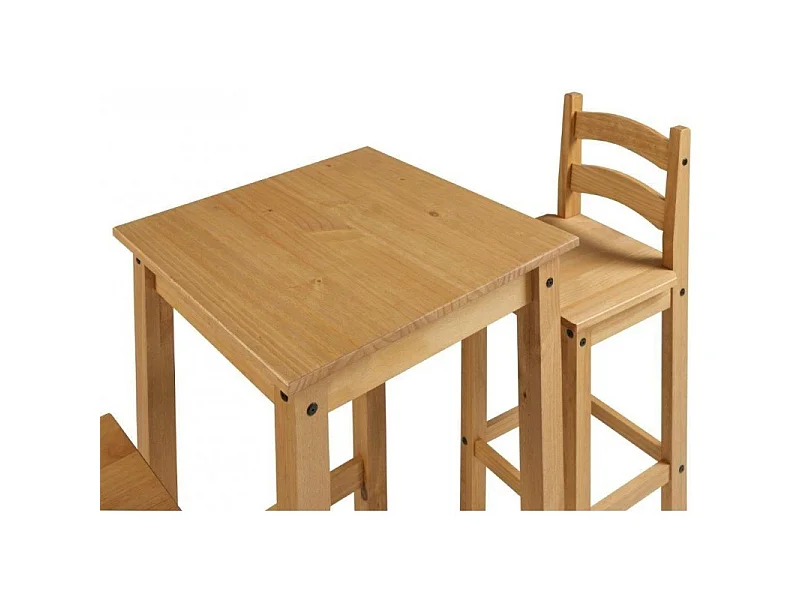 Mercers Furniture Corona Bistro Table and 2 Barstools Chairs Dining Set Kitchen Breakfast Table Solid Wood Mexican Pine Wooden High Tall