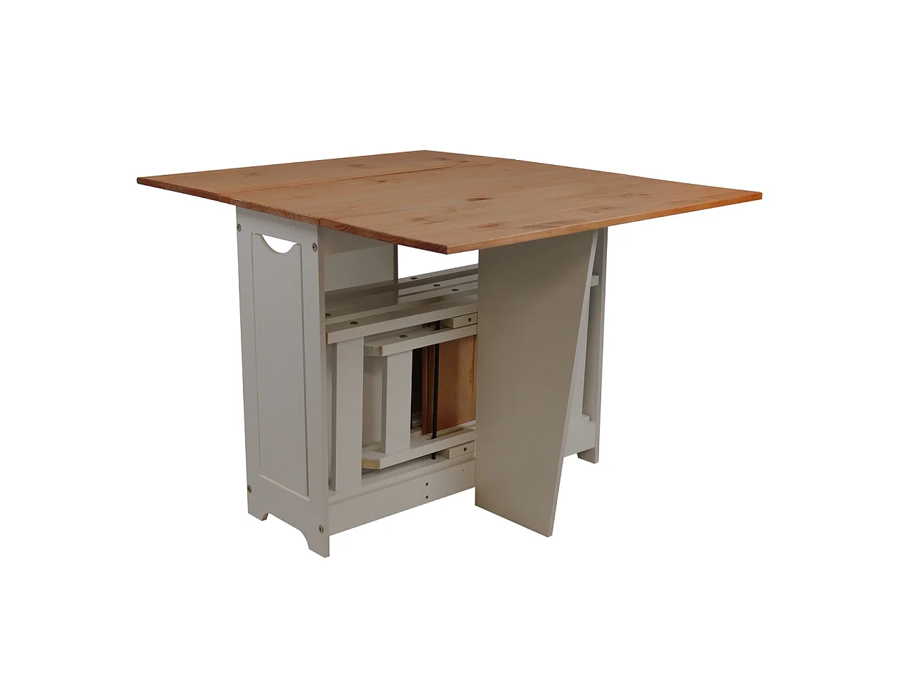 Mercers Furniture Corona Grey Wax Butterfly Dining Set & 4 Chairs Folding Compact Drop Leaf Solid Wood Pine Wooden Kitchen with Mexican Styling