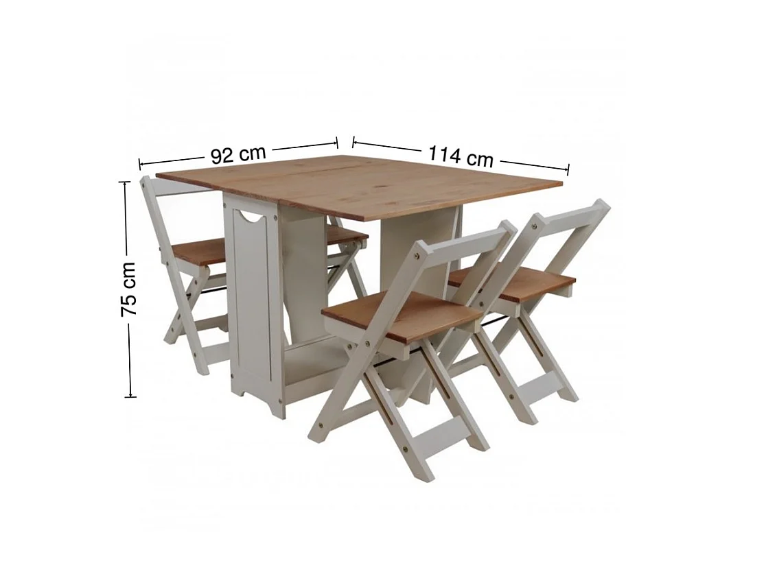 Mercers Furniture Corona Grey Wax Butterfly Dining Set & 4 Chairs Folding Compact Drop Leaf Solid Wood Pine Wooden Kitchen with Mexican Styling
