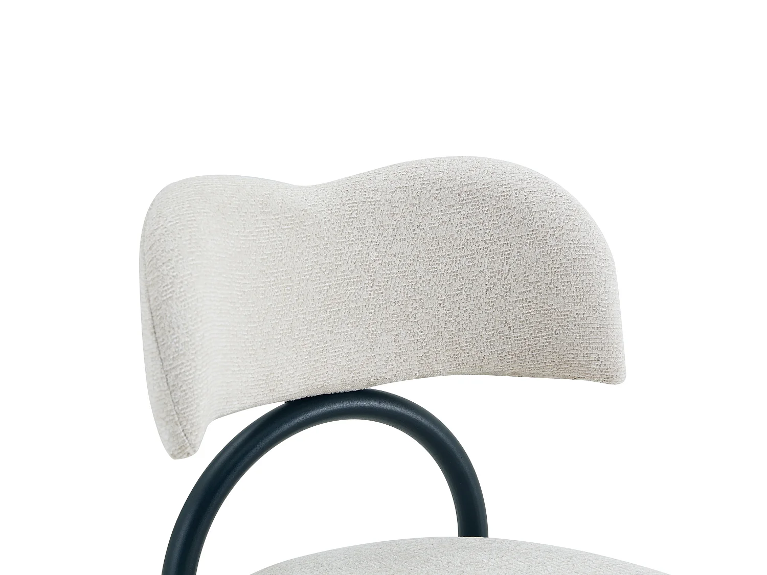 Moderne Gestoffeerde Eetkamerstoelen met Gebogen Rugleuning en Metalen Poten, Set van 2
