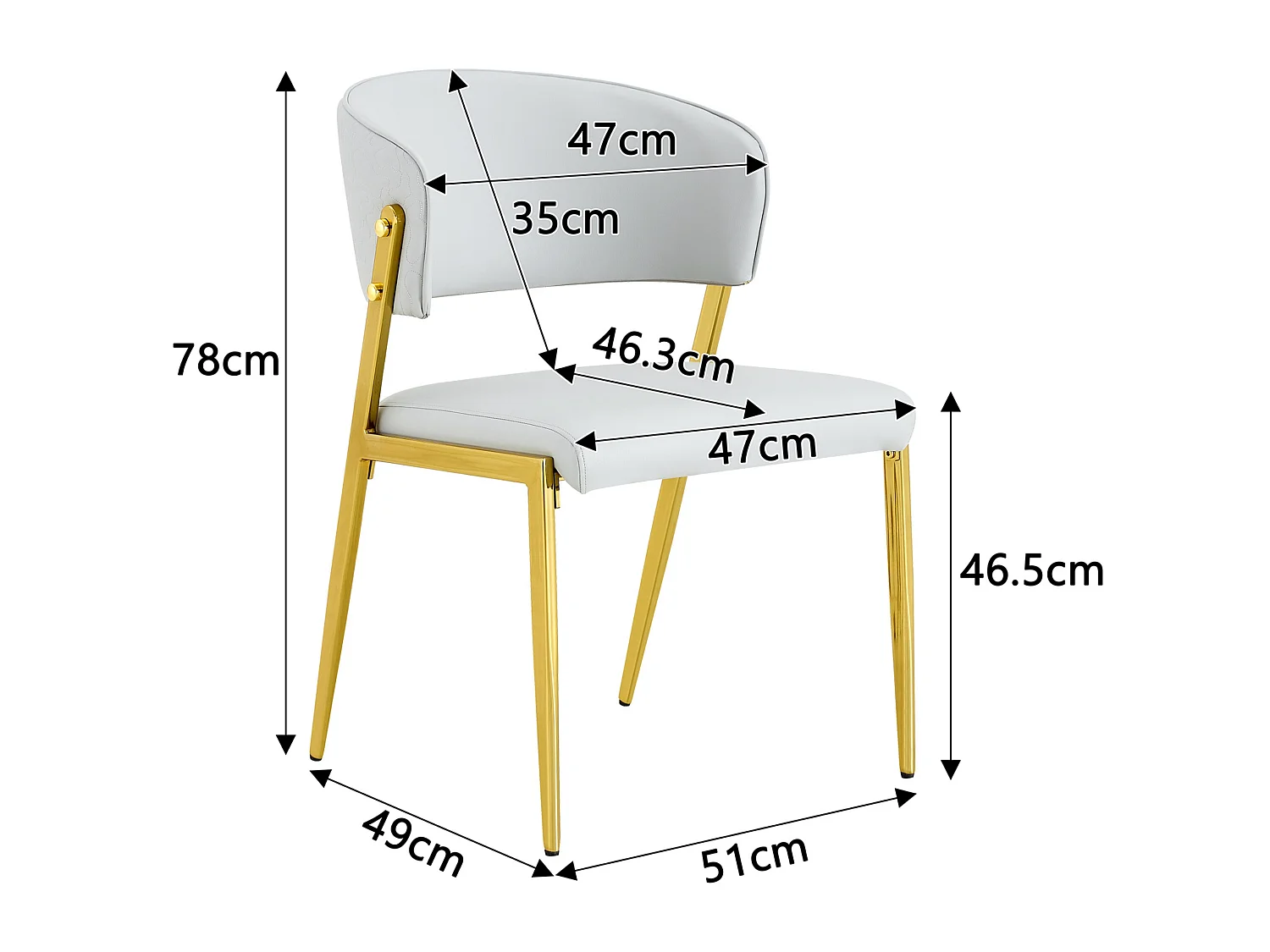 Moderne sedie da pranzo imbottite con schienale curvo, rivestimento in PU e gambe in metallo, set di 2