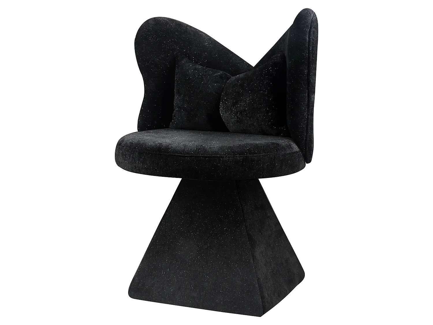 Draaibare Kaptafelstoel met Vlinder Rugleuning, 360° Rotatie, Chenille-Velvet Bekleding, Stabiele Driehoekige Basis