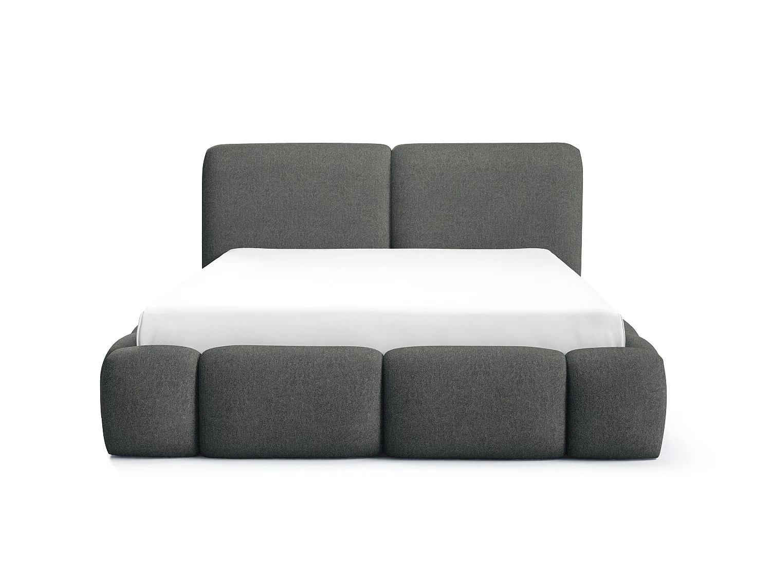 Łóżko tapicerowane AURIO z pojemnikiem na pościel, łóżko 180x200,dwuosobowe,stelaż, wygląd łóżka kontynentalnego,bez materaca,sypialnia- Ciemnoszary