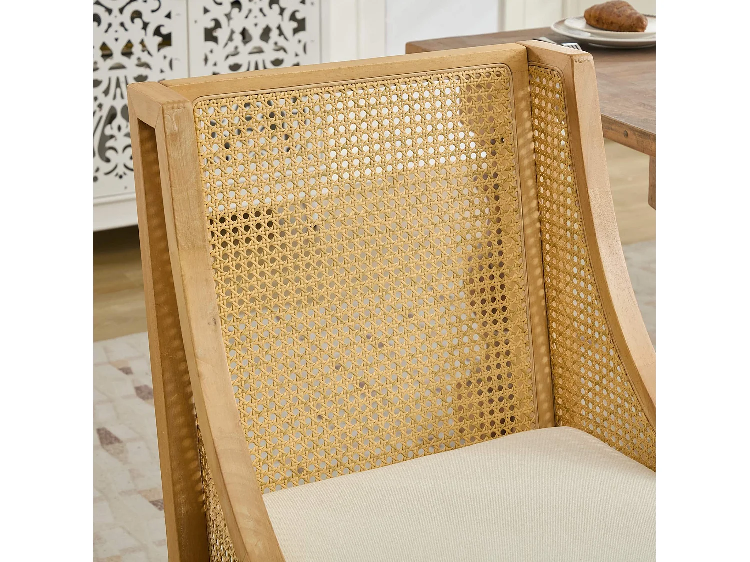 Lot de 1 chaises de salle à manger avec design sans accoudoirs et cadre en bois