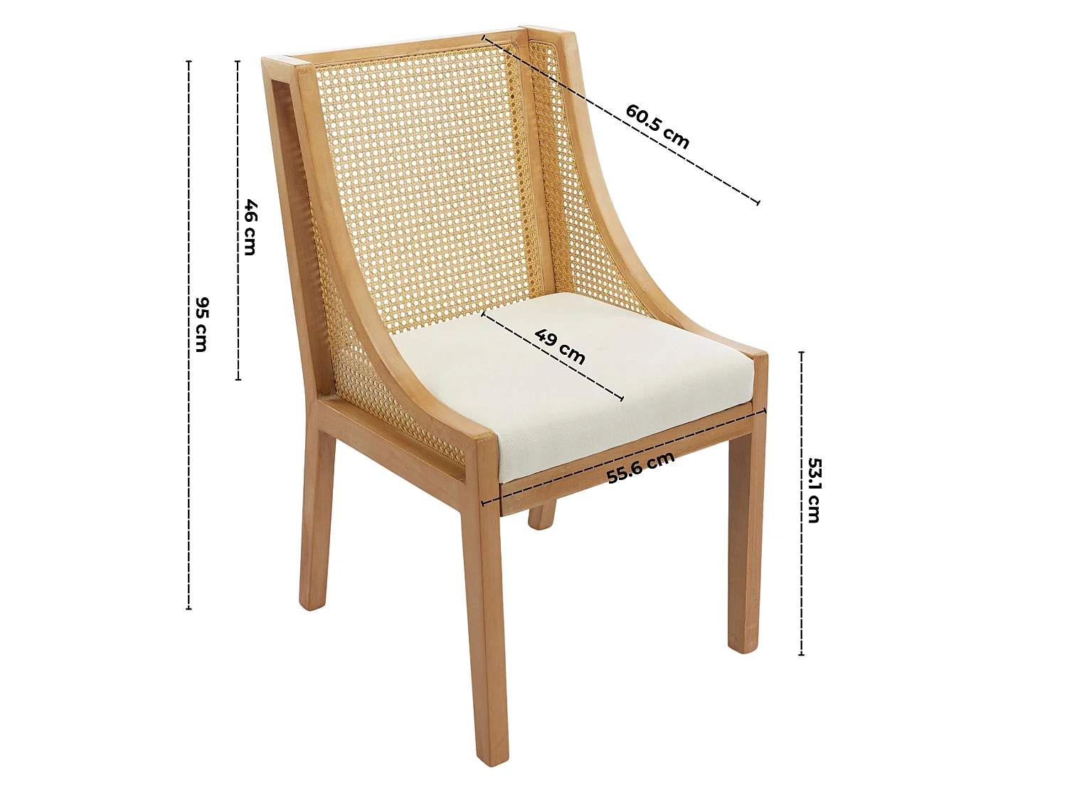 Lot de 1 chaises de salle à manger avec design sans accoudoirs et cadre en bois