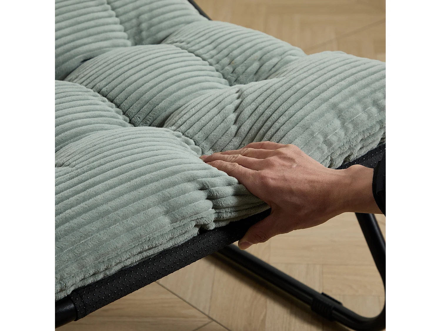 Fauteuil de Jardin avec Repose-Pieds Ottoman, Rembourrage Épais et Siège Respirant - Style Moderne Vert Clair