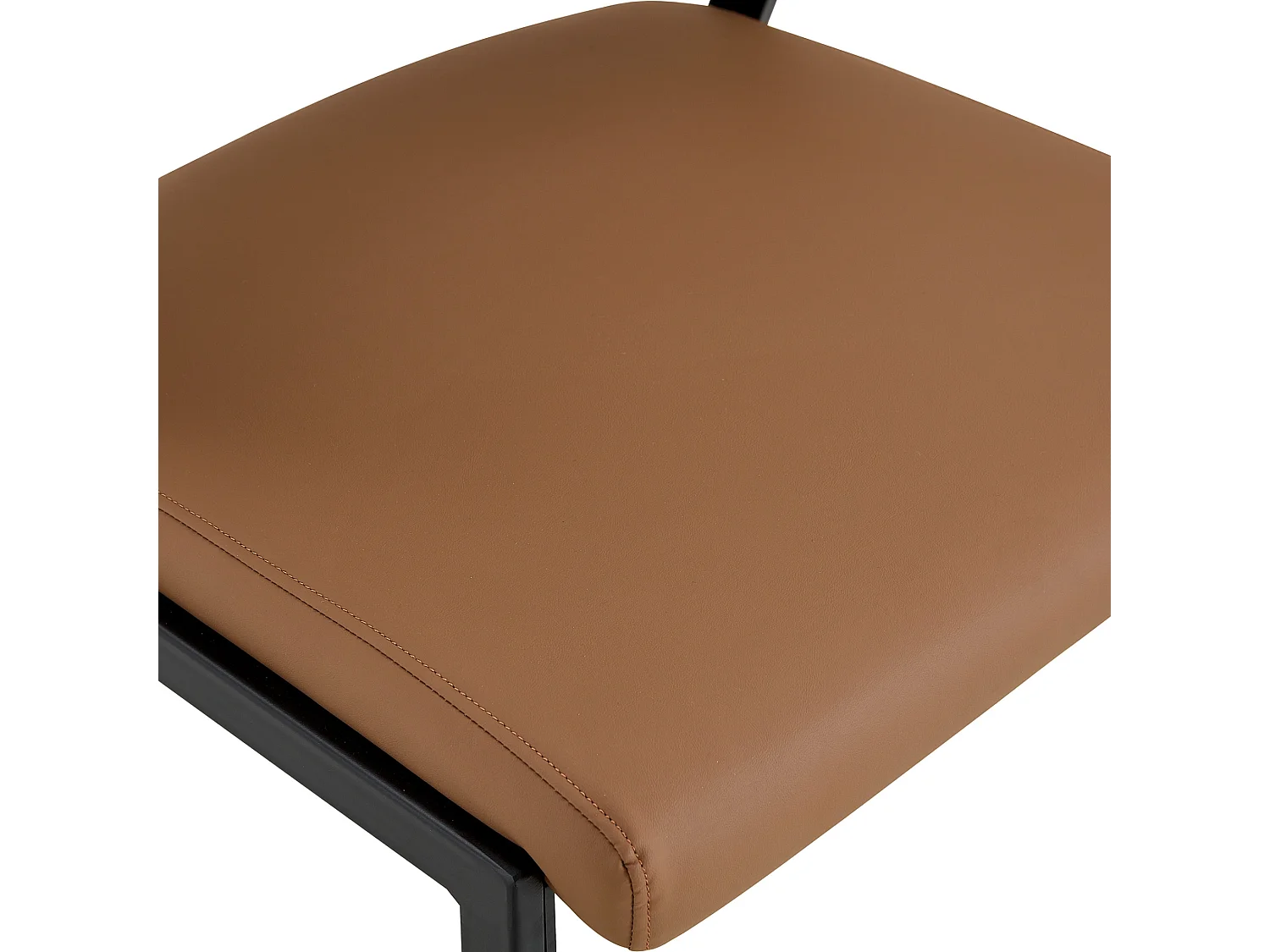 Moderne Set van 2 Eetkamerstoelen met Gebogen Gestoffeerde Rugleuning, PU Bekleding en Metalen Poten