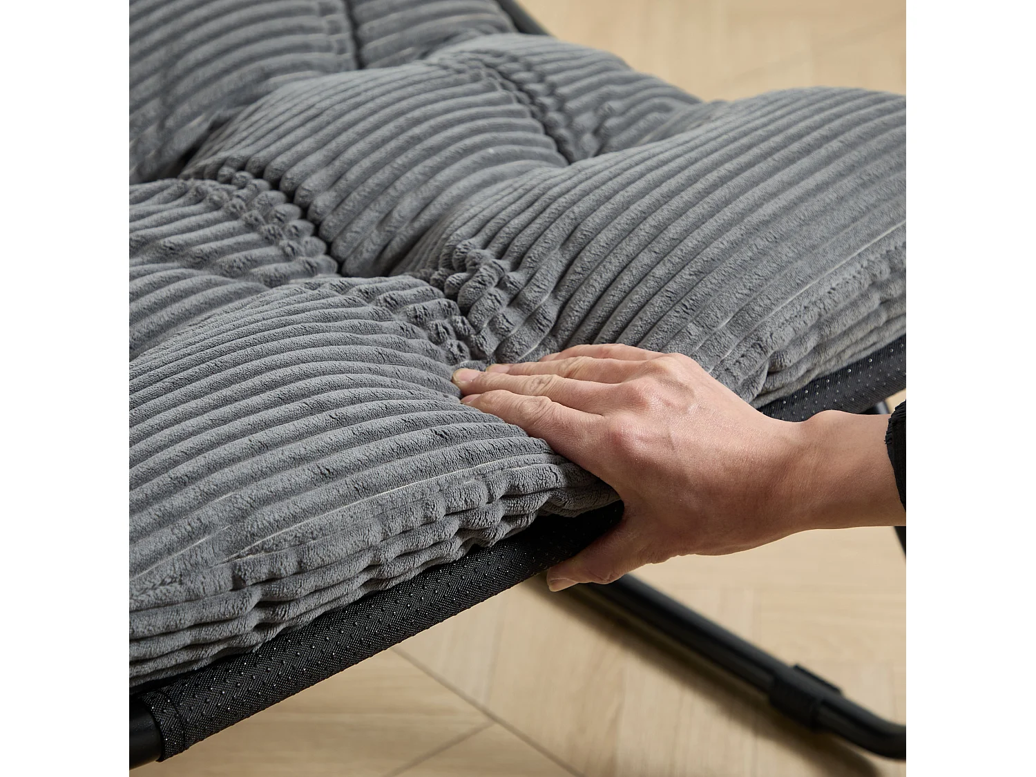 Chaise longue d'extérieur avec repose-pieds ottoman, rembourrage épais et siège respirant - Style moderne gris