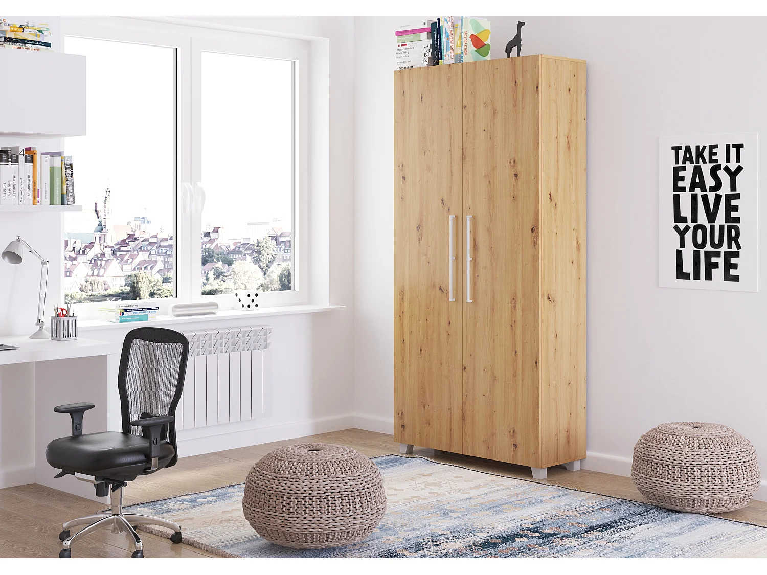 Letto a scomparsa verticale TEDDY 90 x 200 cm rovere artisan con rete