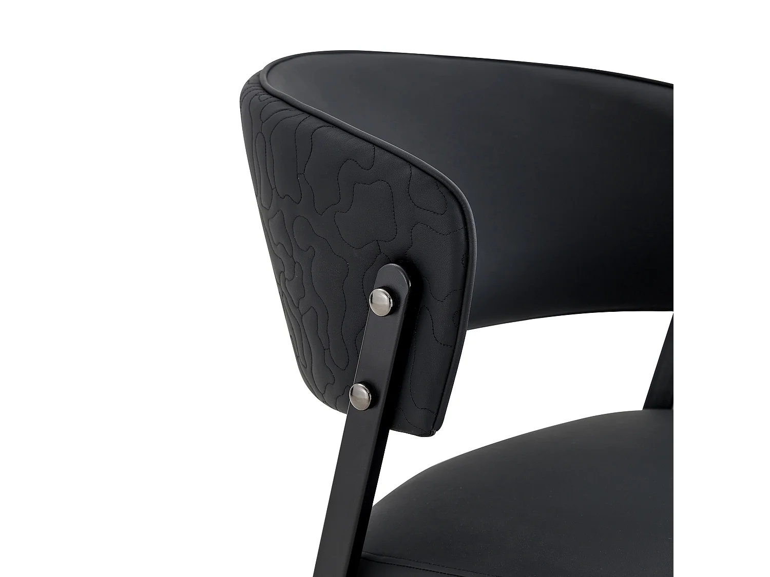 Moderne Gestoffeerde Eetkamerstoelen met Gebogen Rugleuning en Metalen Poten, Set van 2