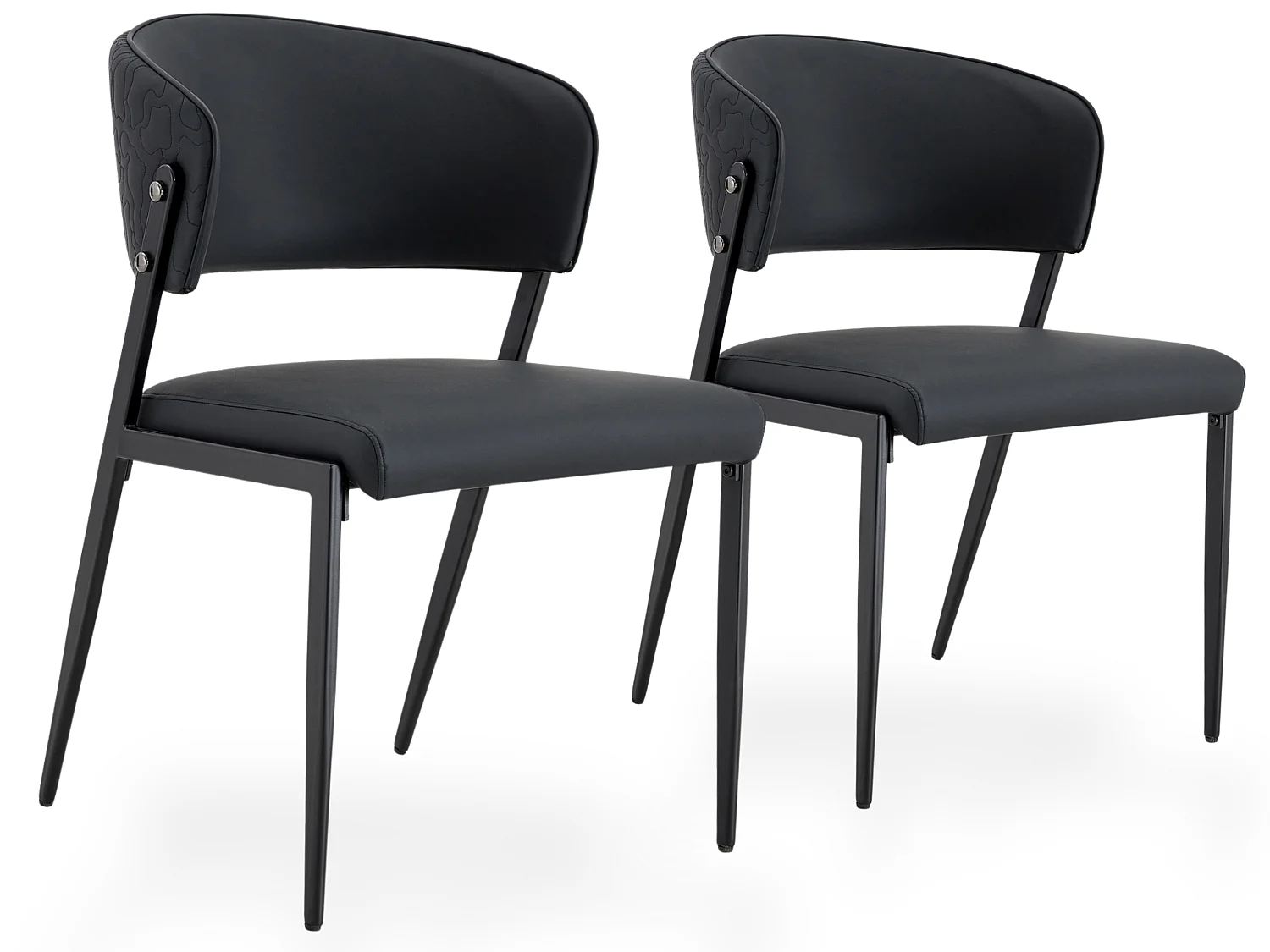 Moderne Gestoffeerde Eetkamerstoelen met Gebogen Rugleuning en Metalen Poten, Set van 2