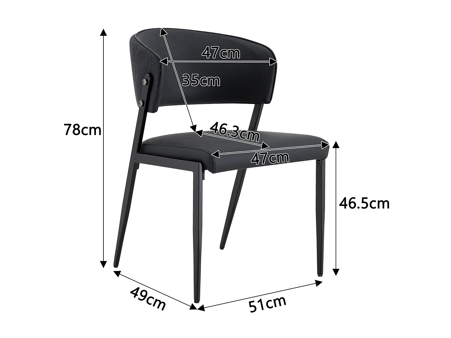 Moderne Gestoffeerde Eetkamerstoelen met Gebogen Rugleuning en Metalen Poten, Set van 2