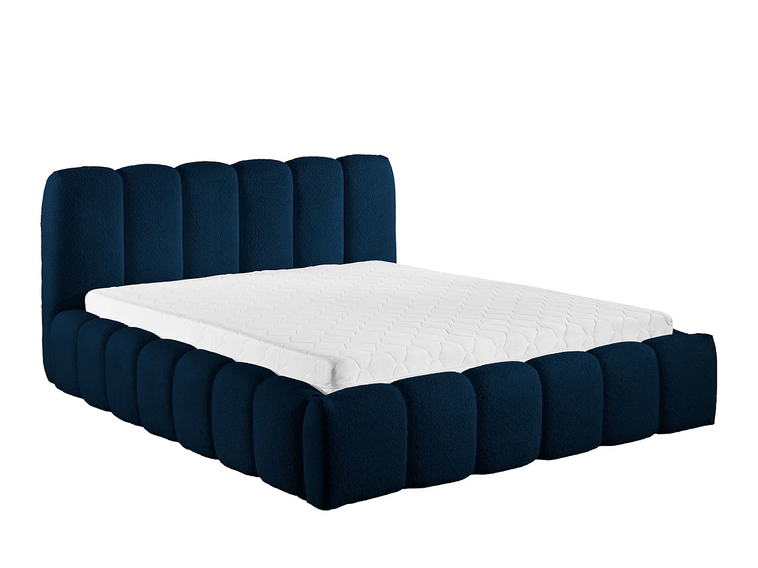 FURNISTAR Gestoffeerd bed MIA met opbergruimte 160x200|Bubble bed|Tweepersoonsbed met opbergruimte|Lattenbodem|Boxspringlook|zonder matras-Donkerblauw