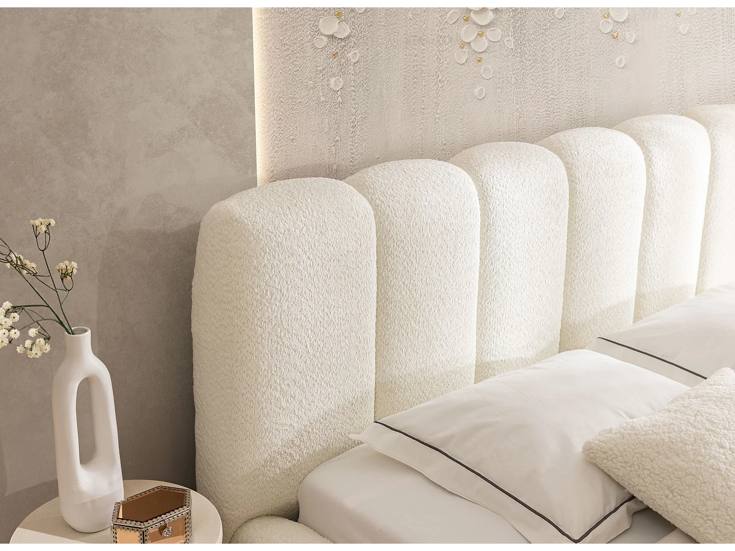 FURNISTAR Gestoffeerd bed MIA met opbergruimte 160x200|Bubble bed|Tweepersoonsbed met opbergruimte|Lattenbodem|Boxspringlook|zonder matras-Donkerblauw