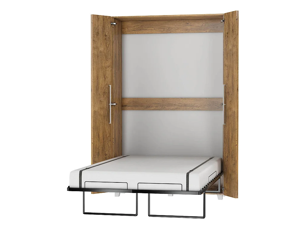 Lit escamotable vertical TEDDY 120 x 200 cm chêne de Bourgogne avec sommier