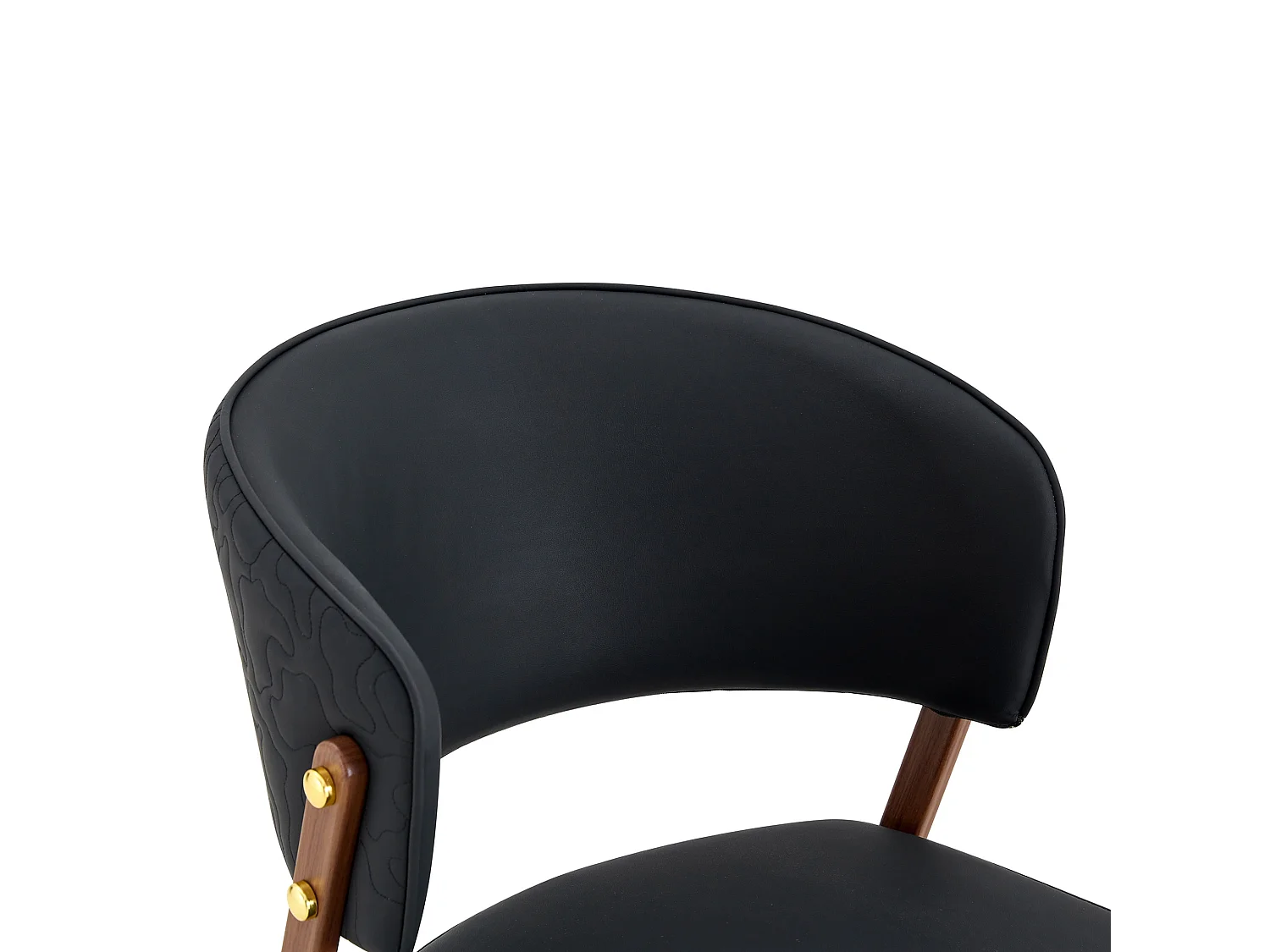 Moderne Eetkamerstoelen met Gebogen Gewatteerde Rugleuning, PU Bekleding en Metalen Poten, Set van 2