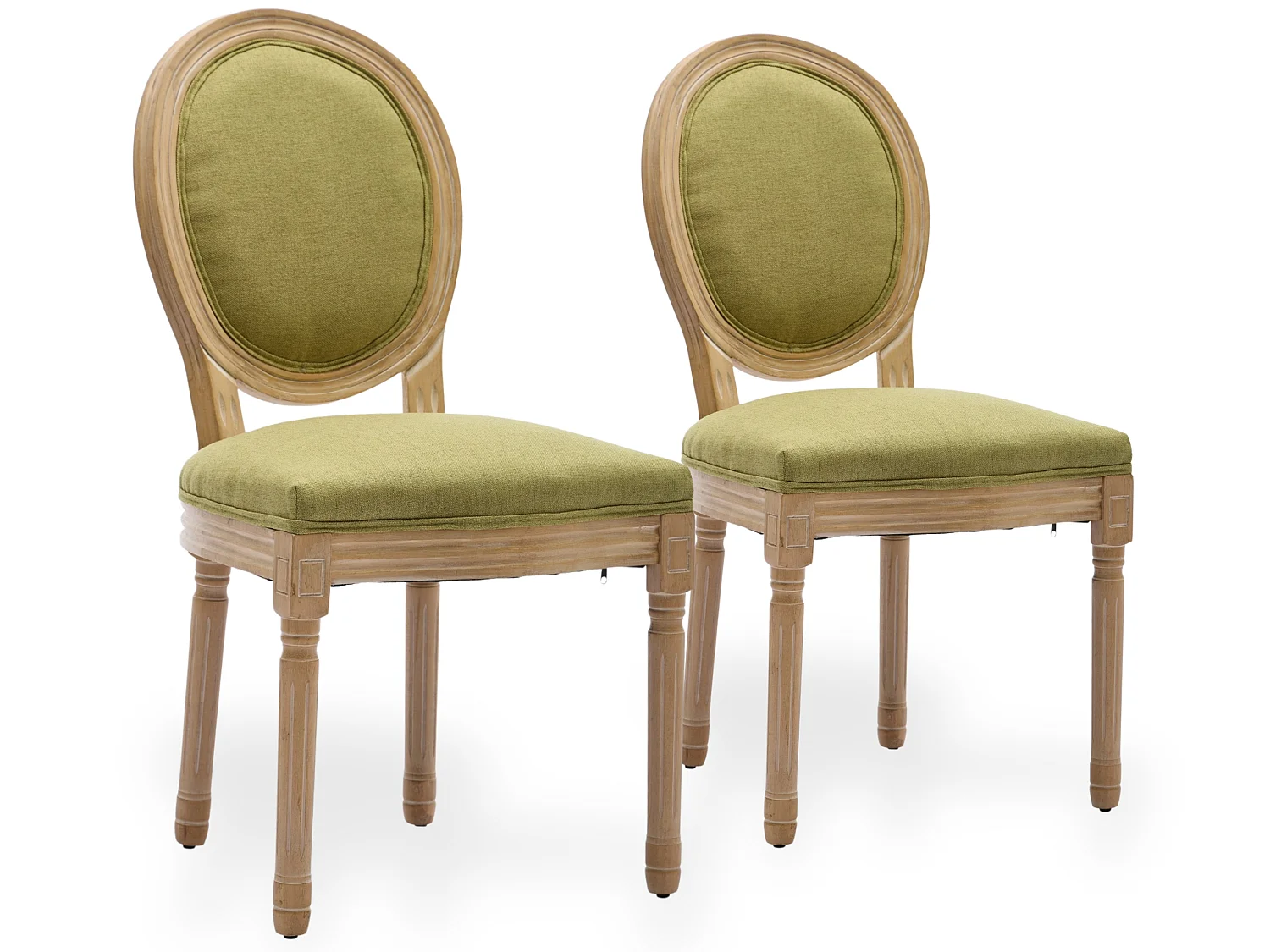 Franse Vintage Linnen Eetkamerstoelen, Set van 2 - Elegant Ontwerp, Zacht Gevoel, Stevige Constructie