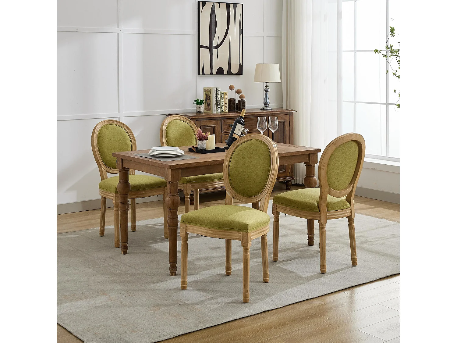 Franse Vintage Linnen Eetkamerstoelen, Set van 2 - Elegant Ontwerp, Zacht Gevoel, Stevige Constructie