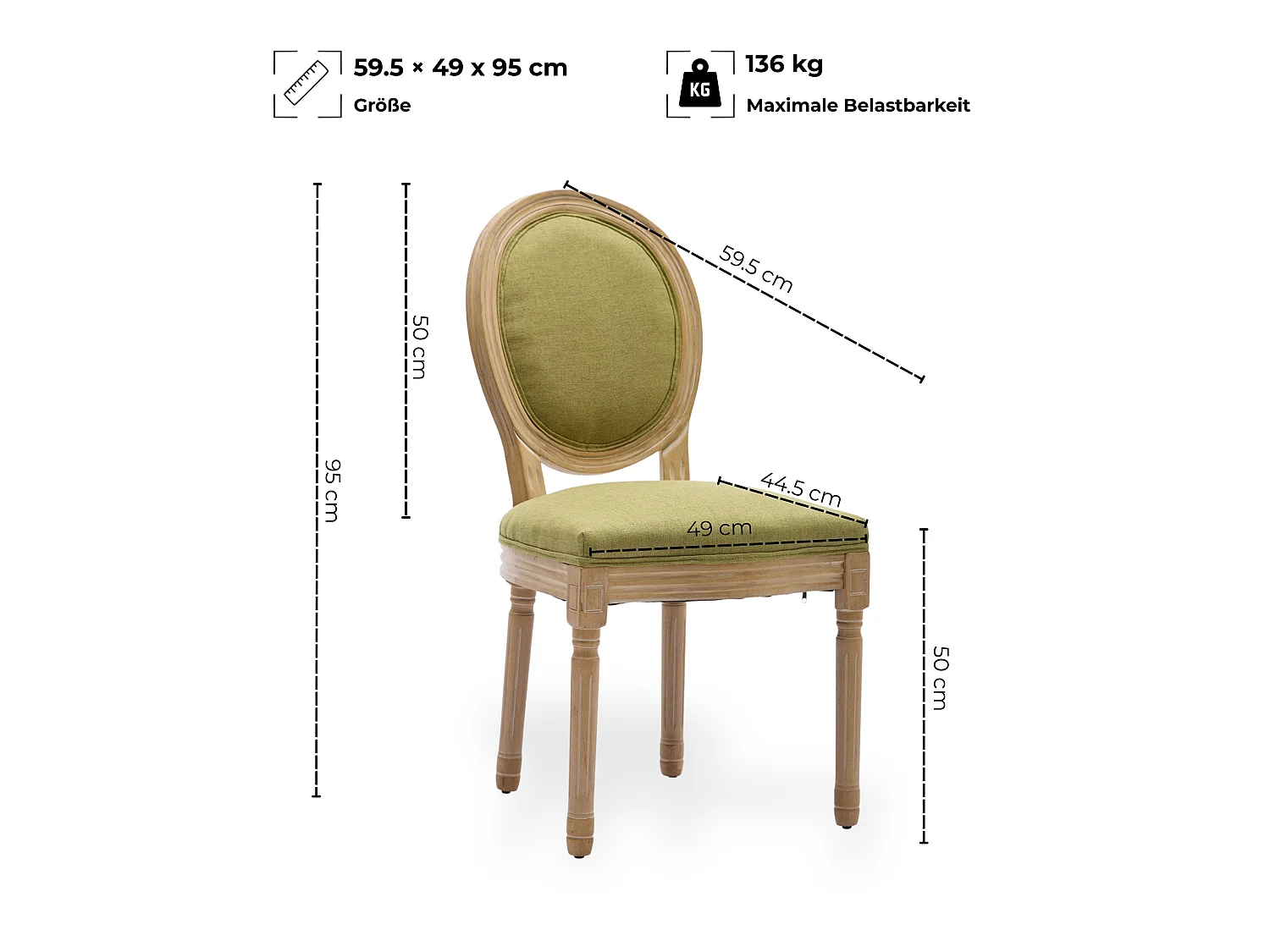 Franse Vintage Linnen Eetkamerstoelen, Set van 2 - Elegant Ontwerp, Zacht Gevoel, Stevige Constructie