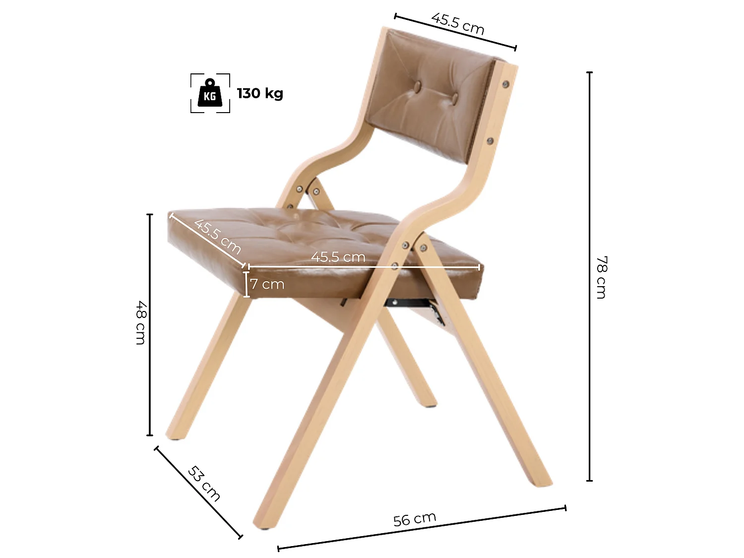 Chaises Pliantes Vintage en Similicuir 2 Pièces avec Cadre en Bois Courbé et Capitonnage Boutonné
