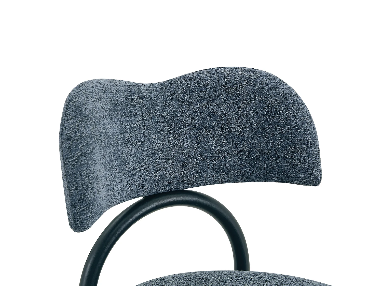 Moderne Gestoffeerde Eetkamerstoelen met Gebogen Rugleuning en Metalen Poten, Set van 2