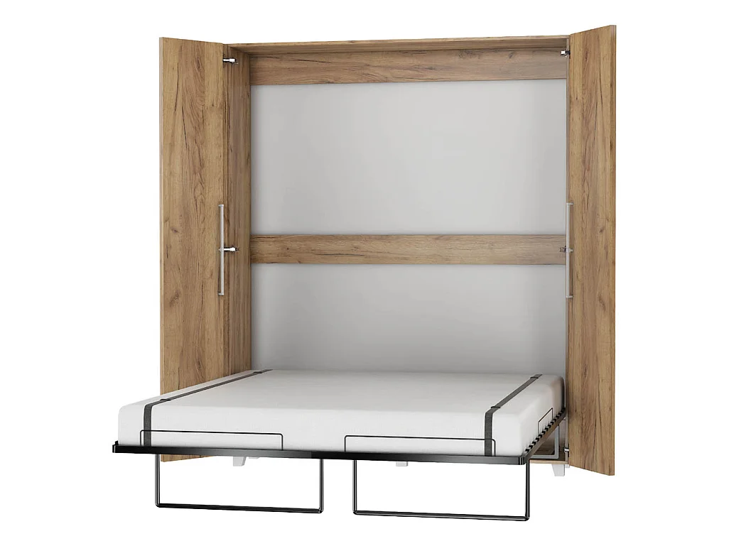 Lit escamotable vertical TEDDY 160 x 200 cm chêne craft doré avec sommier