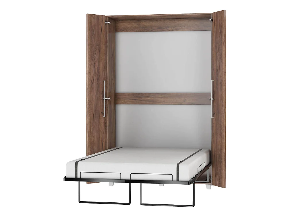 Lit escamotable vertical TEDDY 120 x 200 cm chêne craft tobacco avec sommier