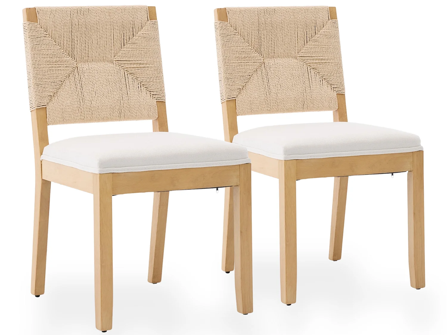 Set van 2 eetkamerstoelen met ontwerp zonder armleuningen en houten frame