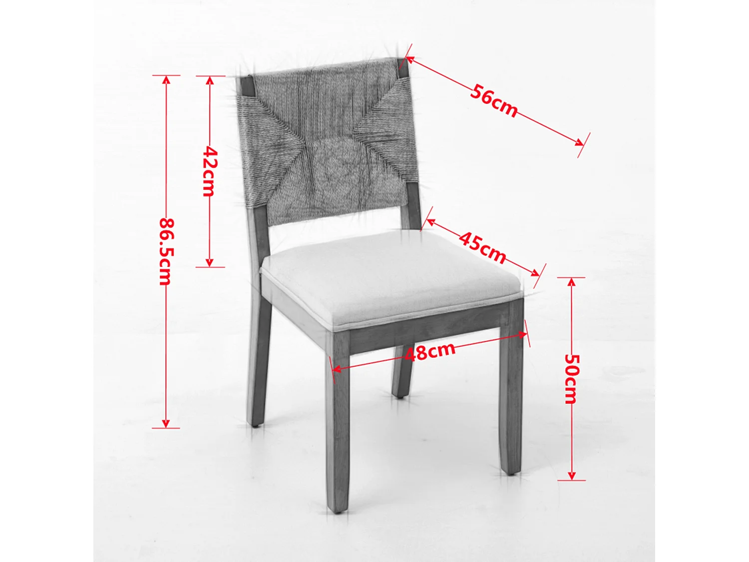 Set van 2 eetkamerstoelen met ontwerp zonder armleuningen en houten frame