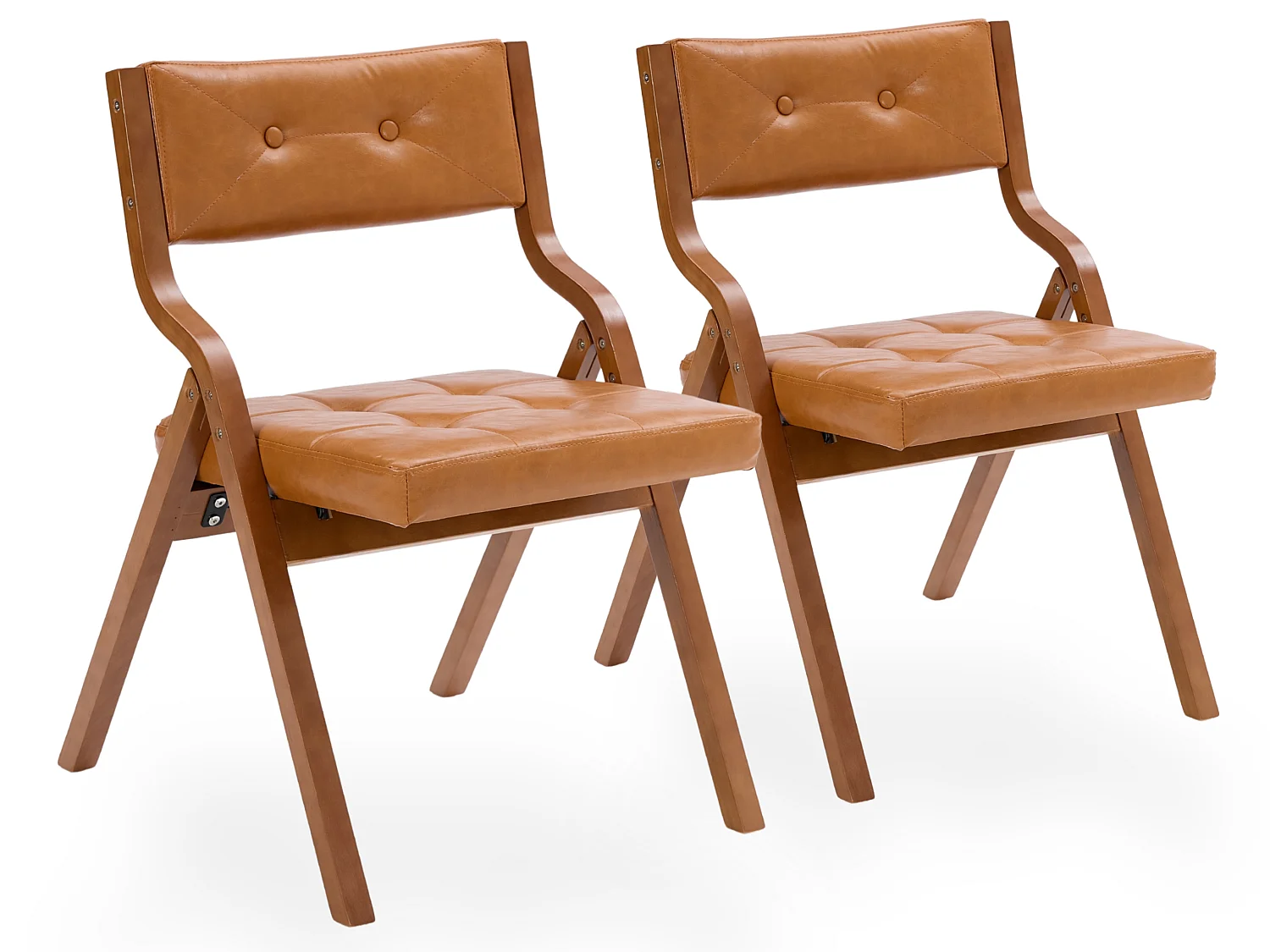 Chaises pliantes avec rembourrage en PU, structure en bois courbé, capitonnage à boutons et capacité de charge de 130 kg – lot de 2