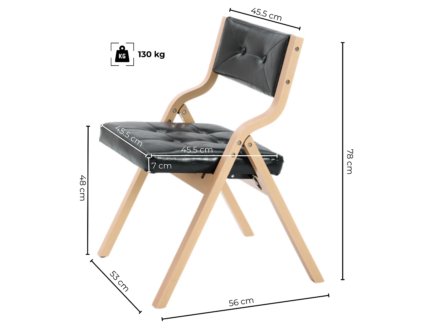 Vintage PU Leren Vouwstoelen 2-Delig Set met Gebogen Houten Frame en Knopenstiksel