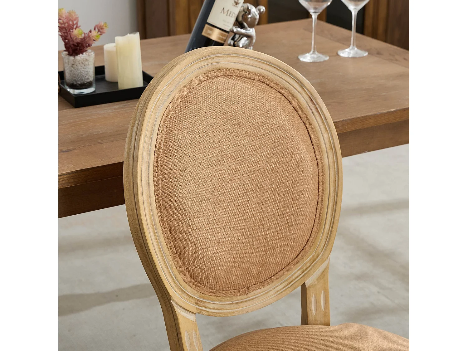 Franse Vintage Linnen Eetkamerstoelen, Set van 2 - Elegant Ontwerp, Zacht Gevoel, Stevige Constructie