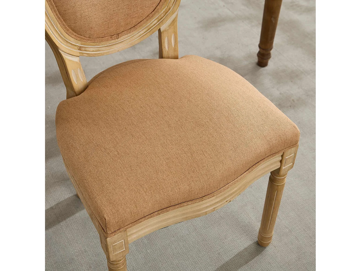 Franse Vintage Linnen Eetkamerstoelen, Set van 2 - Elegant Ontwerp, Zacht Gevoel, Stevige Constructie