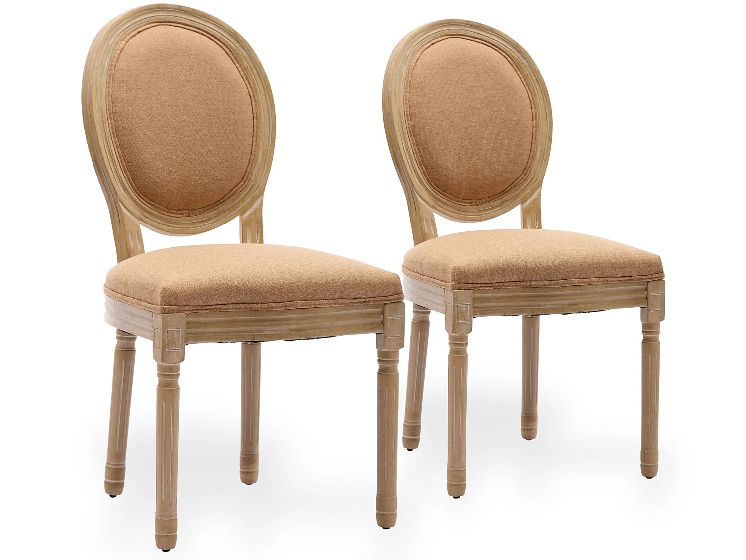Franse Vintage Linnen Eetkamerstoelen, Set van 2 - Elegant Ontwerp, Zacht Gevoel, Stevige Constructie