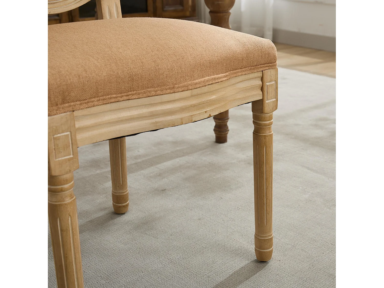 Franse Vintage Linnen Eetkamerstoelen, Set van 2 - Elegant Ontwerp, Zacht Gevoel, Stevige Constructie