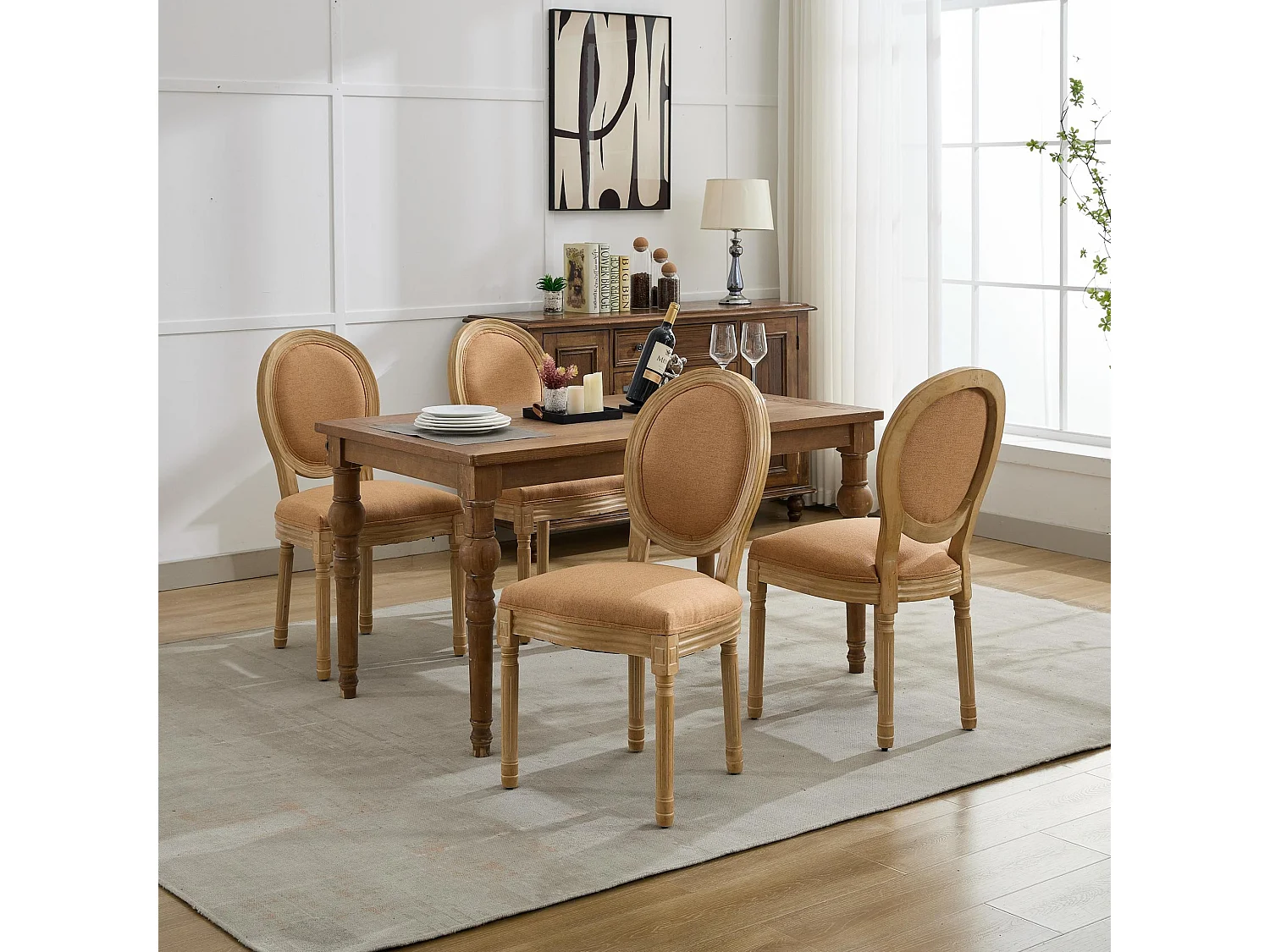 Franse Vintage Linnen Eetkamerstoelen, Set van 2 - Elegant Ontwerp, Zacht Gevoel, Stevige Constructie
