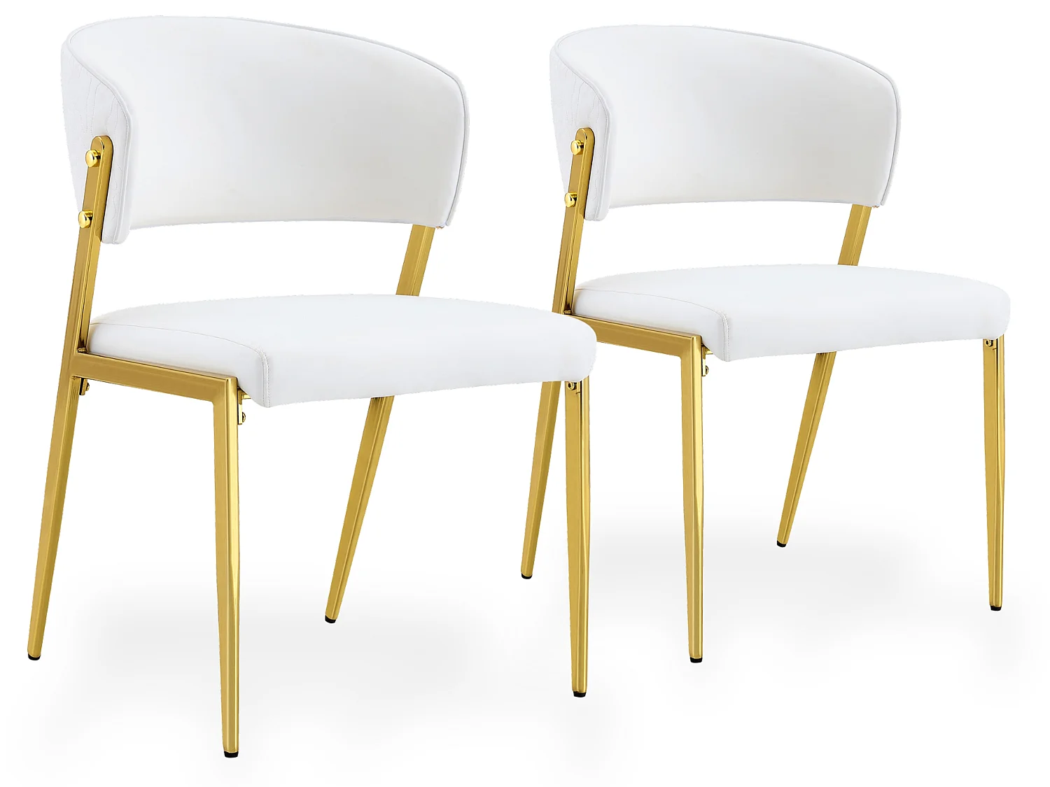 Ensemble de 2 chaises de salle à manger modernes avec dossier rembourré courbé, revêtement en PU et pieds en métal