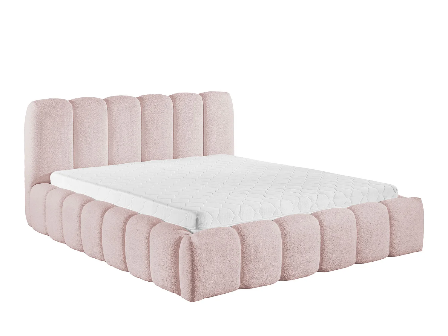 FURNISTAR Gestoffeerd bed MIA met opbergruimte 120x200|Bubble bed|Tweepersoonsbed met opbergruimte|Lattenbodem|Boxspringlook|zonder matras-Poederroze