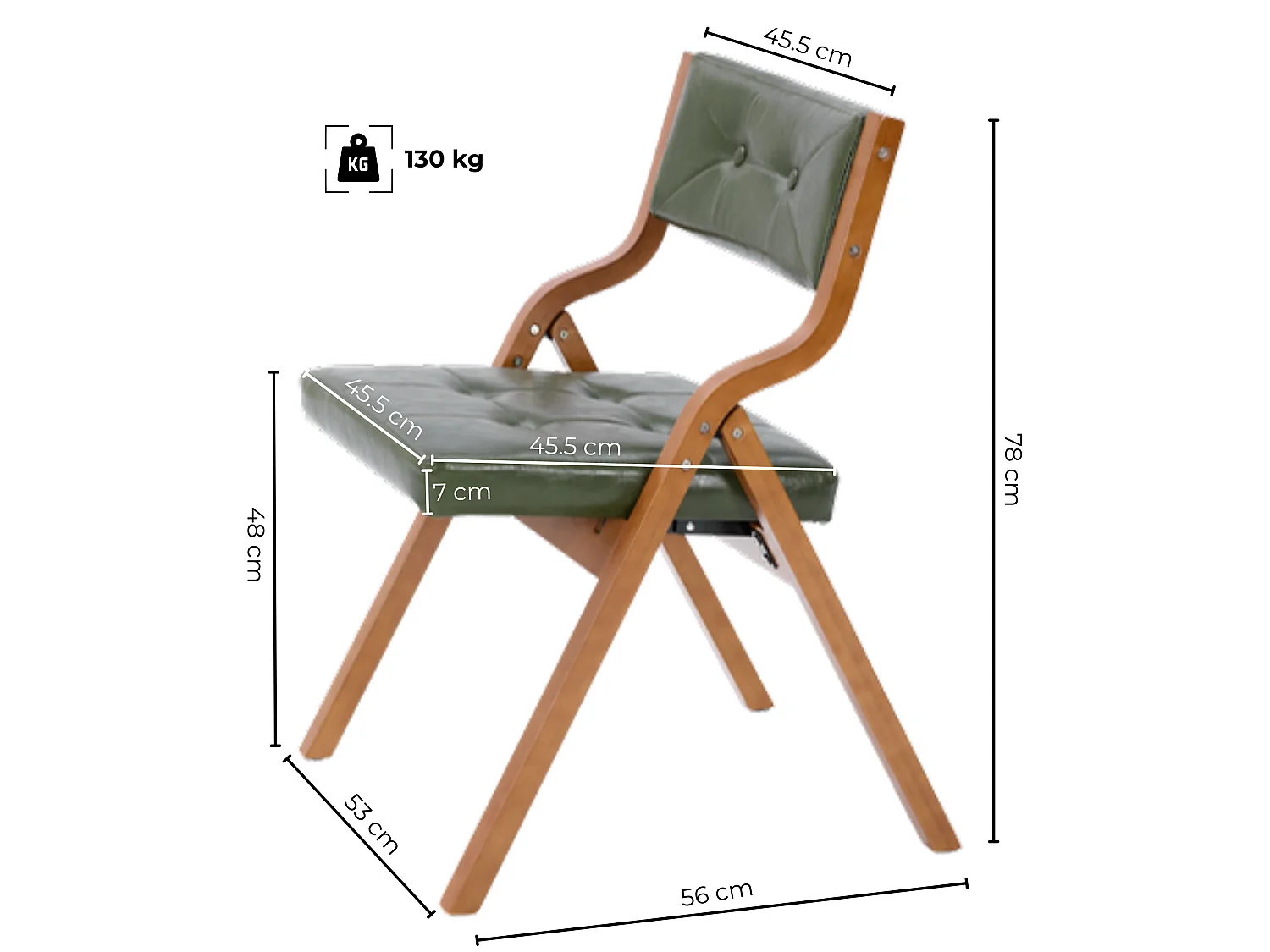Chaises Pliantes Vintage en Similicuir 2 Pièces avec Cadre en Bois Courbé et Capitonnage Boutonné