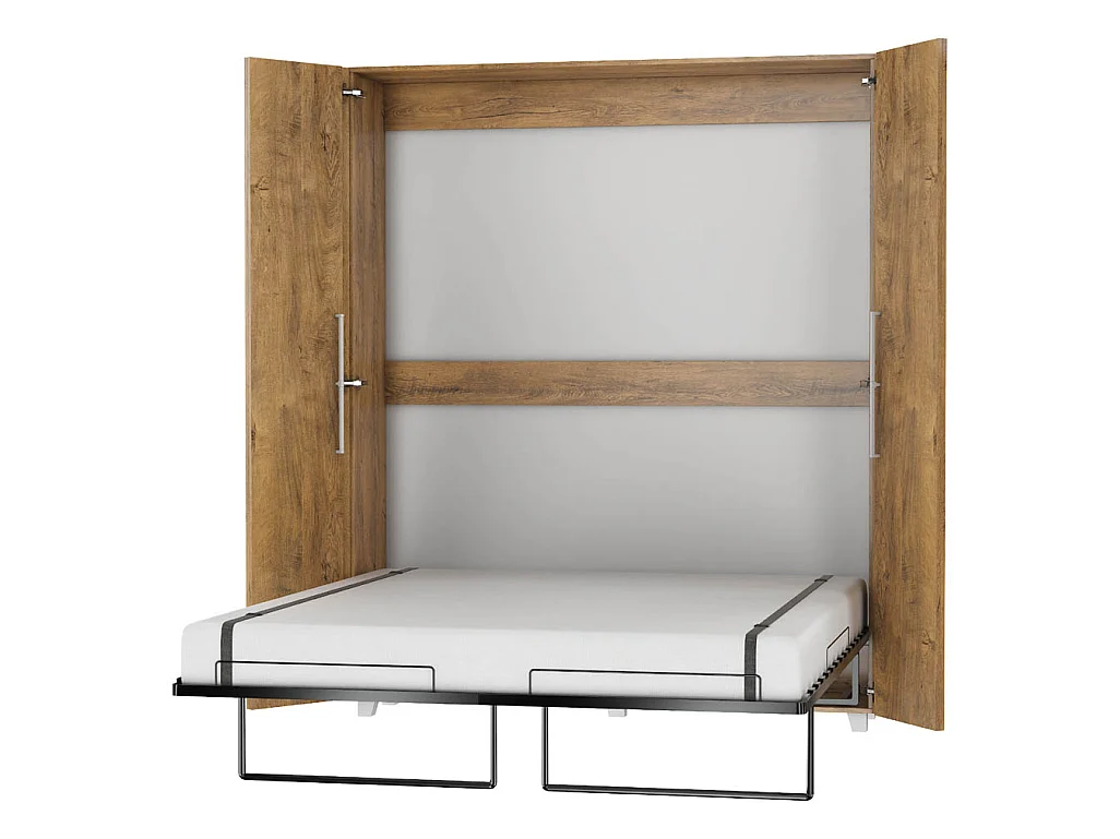 Lit escamotable vertical TEDDY 160 x 200 cm chêne de Bourgogne avec sommier